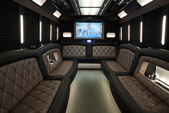 Party bus with DVD players